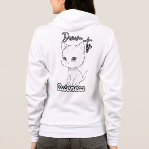 Monochrome Schattigee Kitten Sketch Art Hoodie