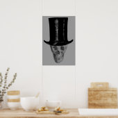 Monochrome Schedel Hoed Poster (Keuken)
