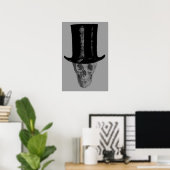 Monochrome Schedel Hoed Poster (Thuiskantoor)