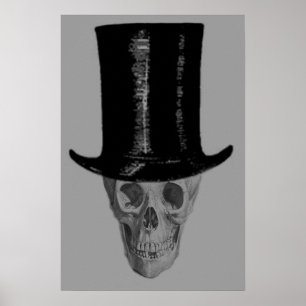 Monochrome Schedel Hoed Poster