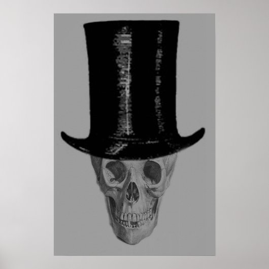 Monochrome Schedel Hoed Poster (Voorkant)