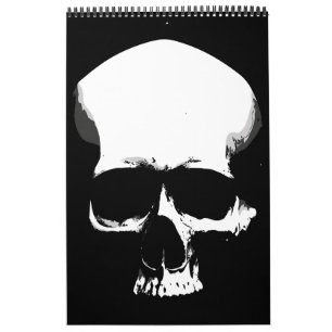 Monochrome schedelkunst kalender