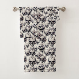 Monochrome Schedels Bad Handdoek