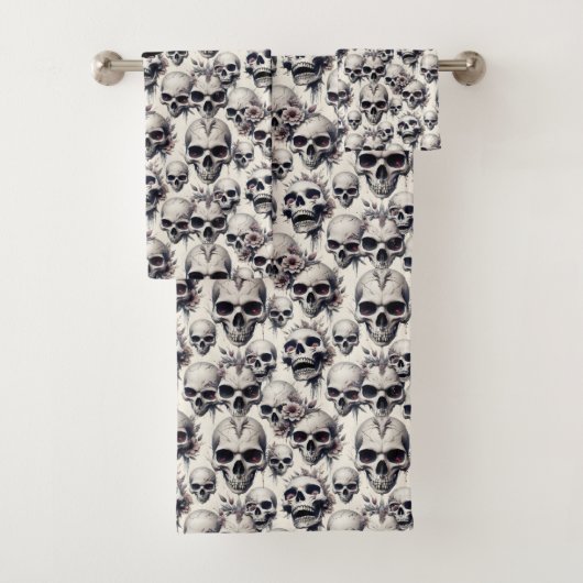Monochrome Schedels Bad Handdoek (Insitu)