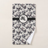 Monochrome Schedels Bad Handdoek (Handdoek)