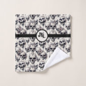 Monochrome Schedels Bad Handdoek (Wasdoekje)