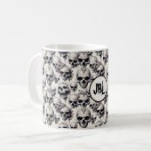 Monochrome Schedels Koffiemok (Voorkant links)