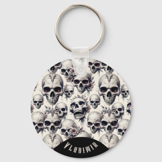 Monochrome schedels sleutelhanger (Voorkant)