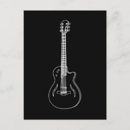Monochrome Semi Akoestische Gitaar Lijntekening Briefkaart