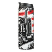 Monochrome Semi Truck Amerikaanse vlag Thermosbeker (Geroteerd rechts)