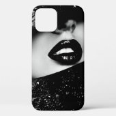 Monochrome sensuele lippen in zwart lijst Case-Mate iPhone case (Achterkant)