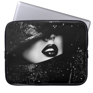 Monochrome sensuele lippen in zwart lijst laptop sleeve
