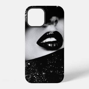 Monochrome sensuele vrouwelijke lippen in zwart fr iPhone 12 hoesje