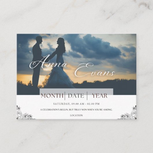 Monochrome Sentiment Wedding Invitation Kaart (Voorkant)
