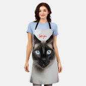 Monochrome Siamese kat liefde Schort (Gedragen)