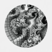 Monochrome Silver Towers Fractal Abstracte Art Metalen Ornament (Voorkant)