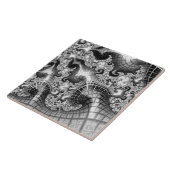 Monochrome Silver Towers Fractal Abstracte Art Tegeltje (Zijkant)