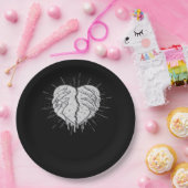 Monochrome skelet hand met hart klassiek papieren bordje (Feest)