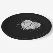 Monochrome skelet hand met hart klassiek papieren bordje (Gekanteld)