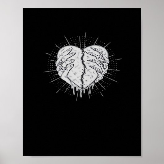 Monochrome skelet hand met hart klassiek poster (Voorkant)