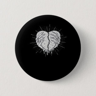 Monochrome skelet hand met hart klassiek ronde button 5,7 cm