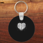 Monochrome skelet hand met hart klassiek sleutelhanger (Voorkant)