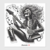 Monochrome Skeleton gitarist met gedetailleerd lee Sticker (Vel)