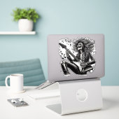 Monochrome Skeleton gitarist met gedetailleerd lee Sticker (Laptop op bureau)