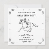Monochrome Sketch Annual Derby Party Invitation Kaart (Voorkant)