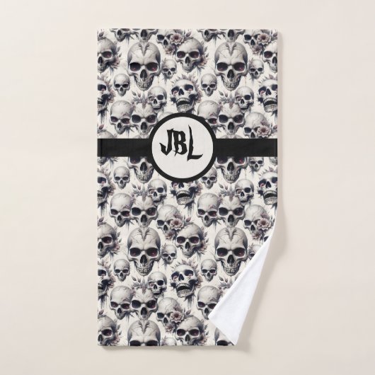 Monochrome Skulls Bad Handdoek (Handdoek)