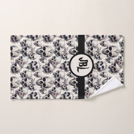 Monochrome Skulls Bad Handdoek (Handdoek)