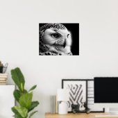 Monochrome Sneeuwuil Poster (Thuiskantoor)