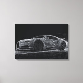 Monochrome Snelheid | Automobil Kunst (61 cm x 40, Canvas Afdruk
