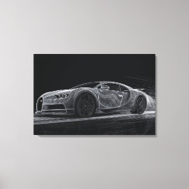 Monochrome Snelheid | Automobil Kunst (76 x 51 cm) Canvas Afdruk