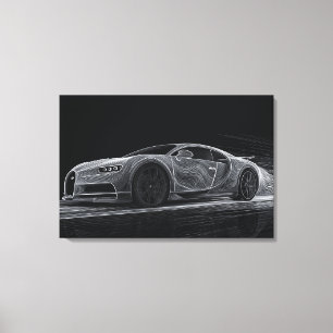 Monochrome Snelheid Automobil Kunst (76 x 51 cm) Canvas Afdruk