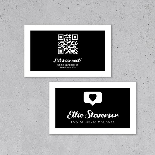 Monochrome Social Media Manager QR-code Visitekaartje