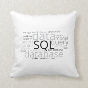 Monochrome SQL Database Word Cloud Kussen