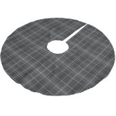 Monochrome Square Plaid Dark Gray Check Kerstboom Rok (Gekanteld)