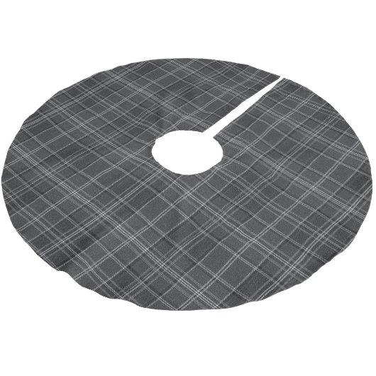 Monochrome Square Plaid Dark Gray Check Kerstboom Rok (Gekanteld)