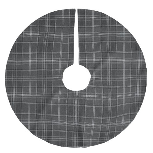 Monochrome Square Plaid Dark Gray Check Kerstboom Rok (Voorkant)