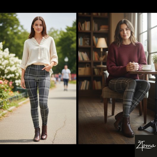 Monochrome Square Plaid Dark Gray Check Leggings