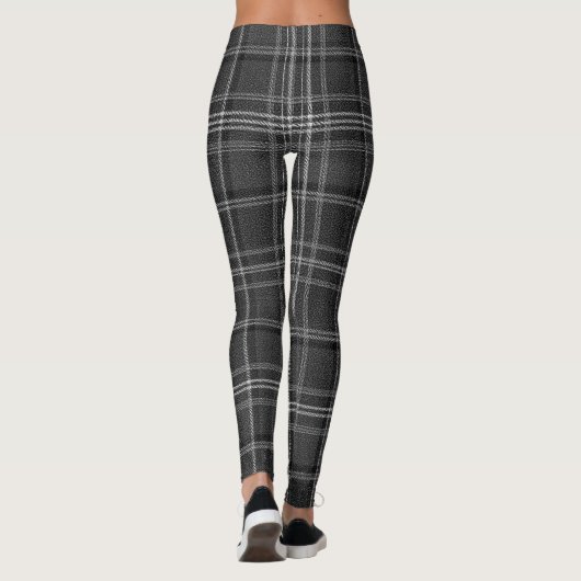 Monochrome Square Plaid Dark Gray Check Leggings (Achterkant)