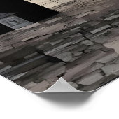Monochrome Stadslandschap Kunstprint Surreal Vinta Poster (Hoek)