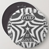 Monochrome Star "God Is Love" -  Black & White  Ronde Button 6,0 Cm (Voorkant /achterkant)