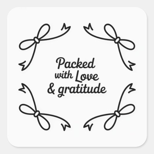 Monochrome stijl Vol met Liefde & Dankbaarheid  Vierkante Sticker (Voorkant)