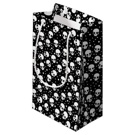 Monochrome stip van de polka klein cadeauzakje (Voorkant Gekanteld)
