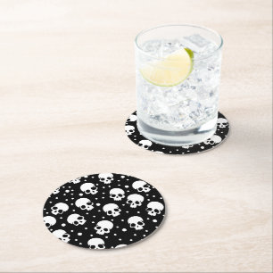 Monochrome stip van de polka ronde kartonnen onderzetter
