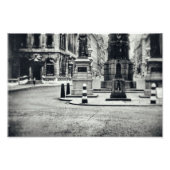 Monochrome Street Uitzicht Ancient City Road Europ Foto Afdruk (Voorkant)