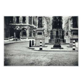 Monochrome Street Uitzicht Ancient City Road Europ Foto Afdruk