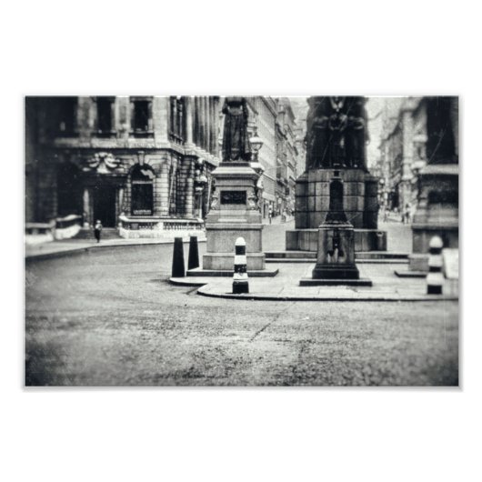 Monochrome Street Uitzicht Ancient City Road Europ Foto Afdruk (Voorkant)